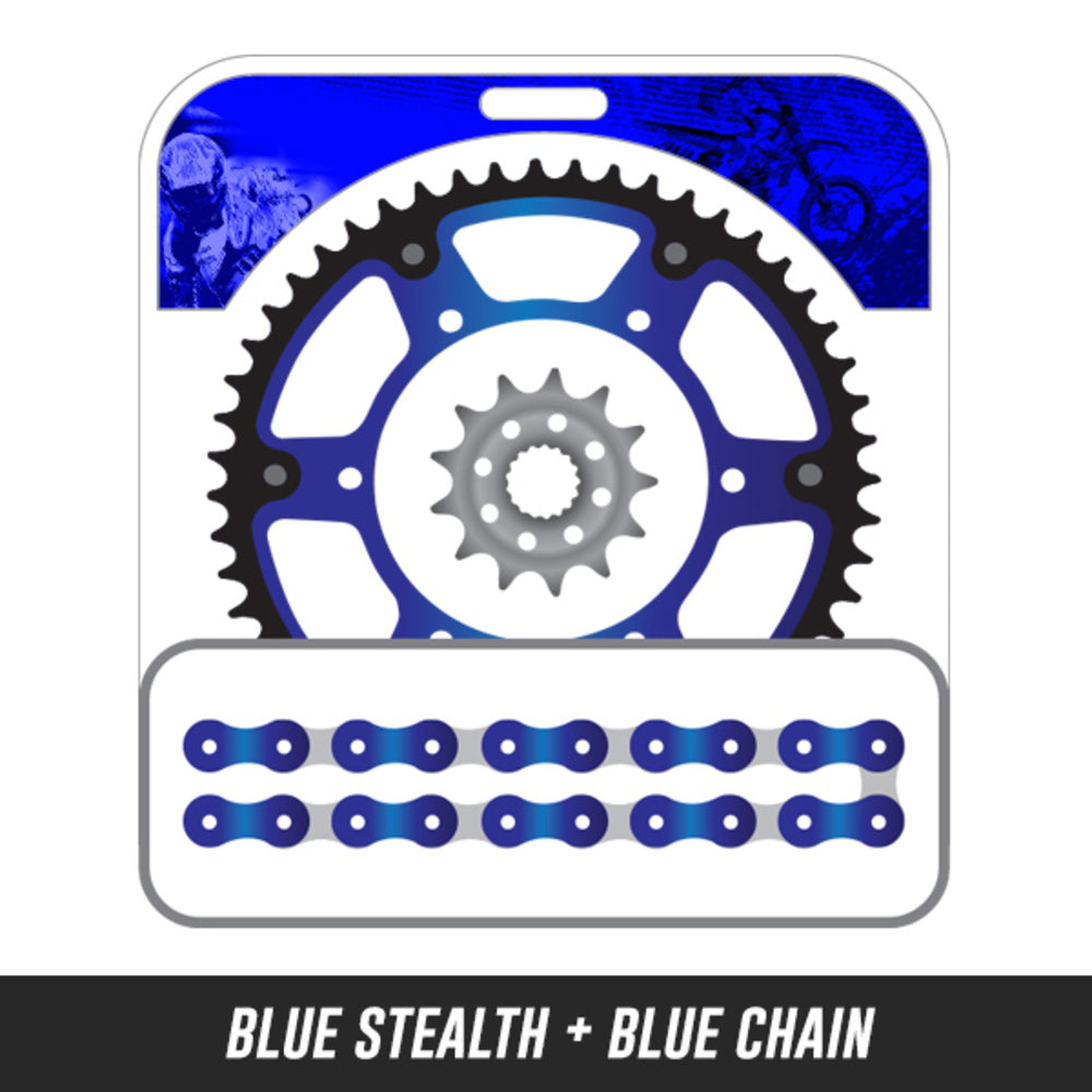 YZ125/YZ250F 05-16,Front: 5LN-13,Rear: 428-50 STEALTH BLUE,Chain: 520 SRX2 BLUE