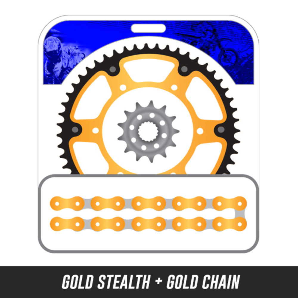 YZ/WR450F/YZ250 00-16,Front: 167-13,Rear: 428-50 STEALTH GOLD,Chain: 520 SRX2 GOLD