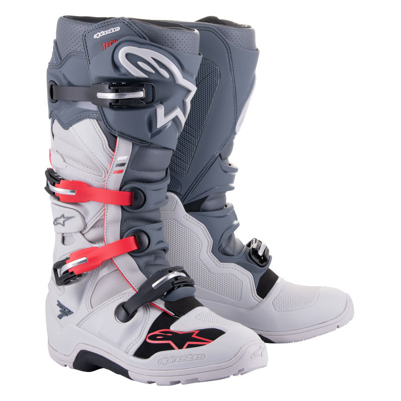 TECH 7 ENDURO LIGHT GRAY-DARK GRAY-BRIGHT RED