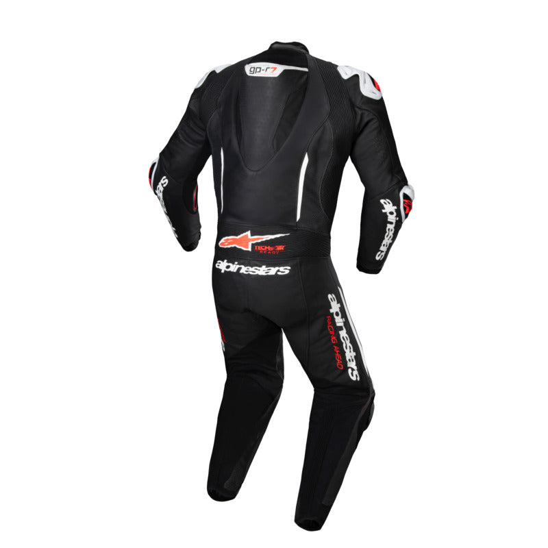 GPR7 1PC LEATHER SUIT TA 7X ZIP BLACK WHITE RED FLURO