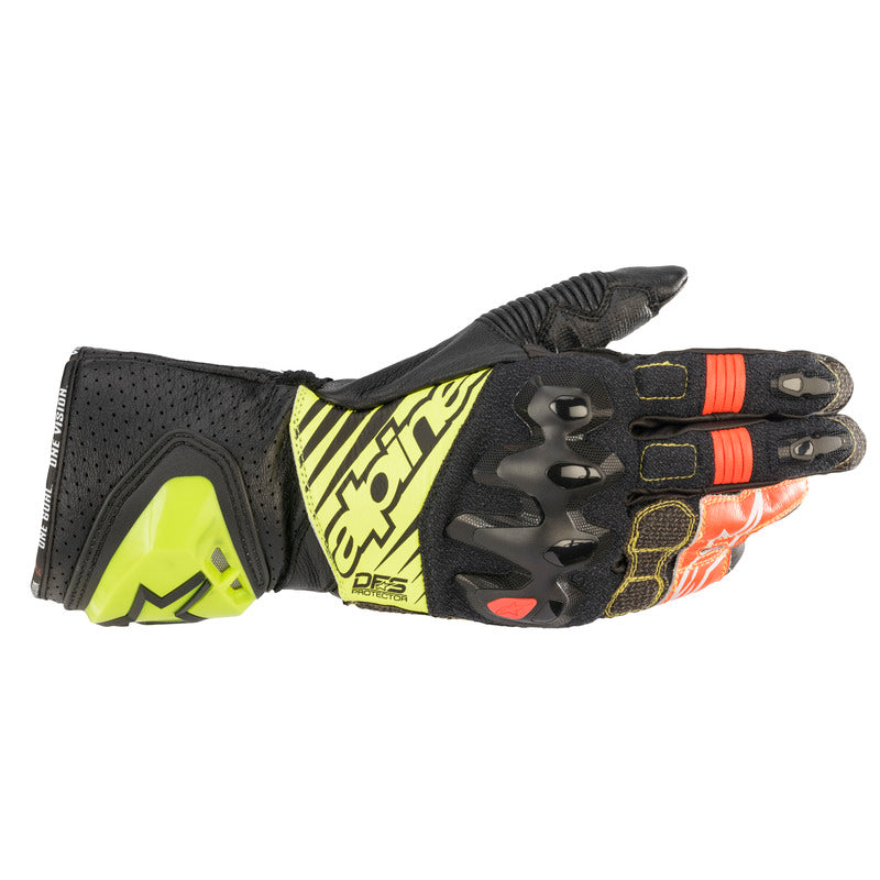 GP TECH V2 GLOVES BLACK FLURO-YELLOW FLURO-RED