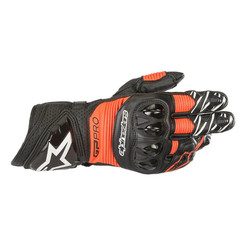 GP PRO R3 LEATHER GLOVE BLACK FLURO-RED