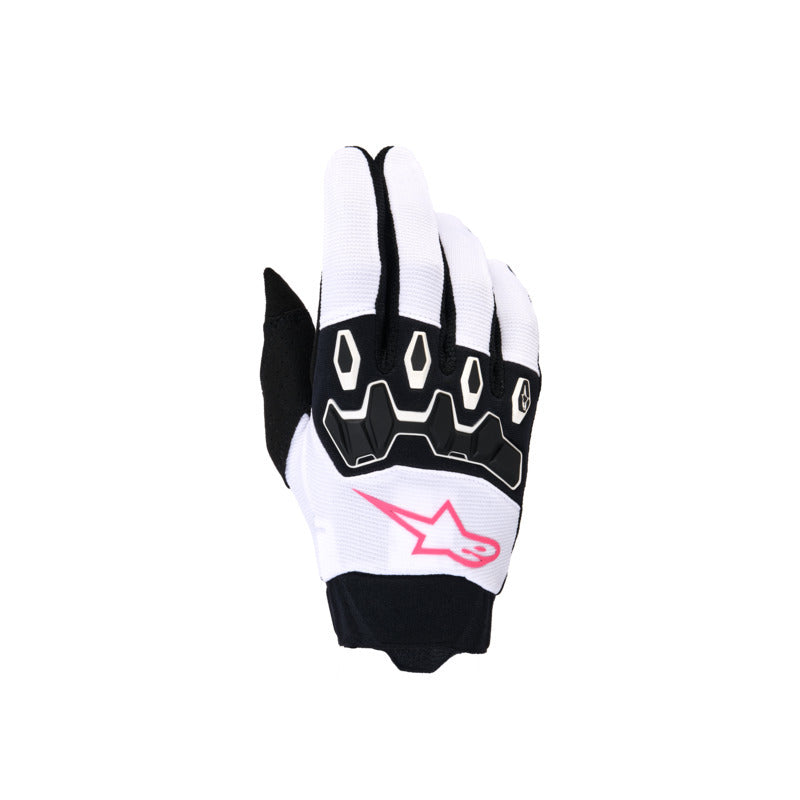 2026 WOMENS FULL BORE V2 GLOVES. WHITE FLURO-PINK BLACK