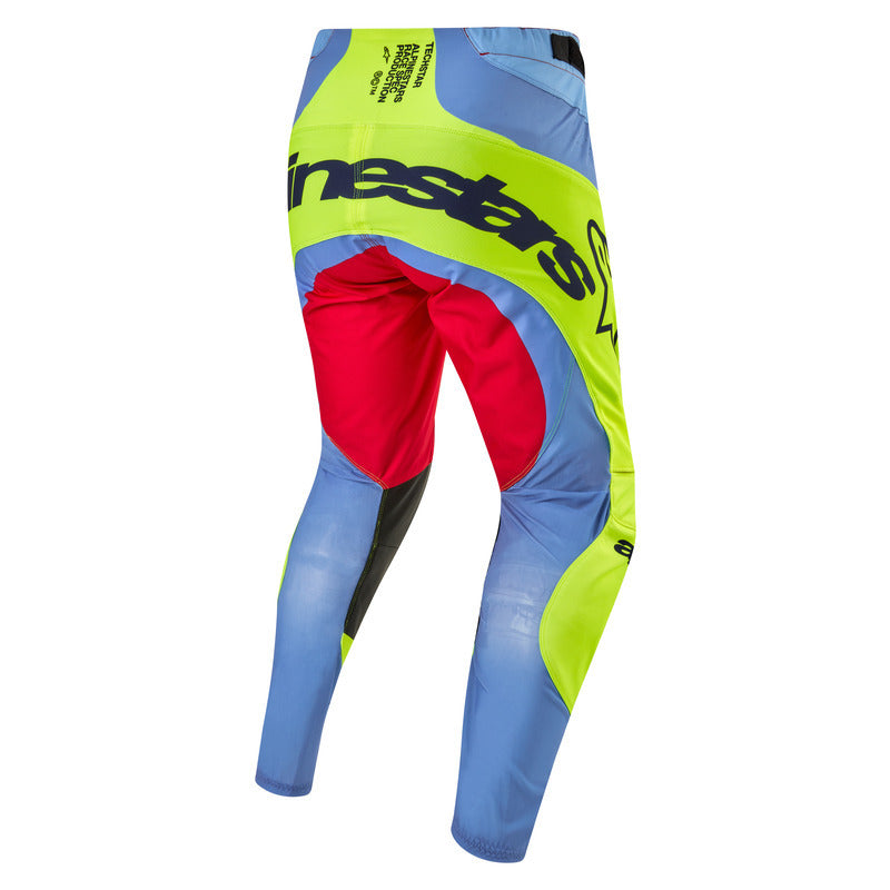 2024 TECHSTAR OCURI PANTS LIGHT BLUE FLUROYELLOW RED BERRY