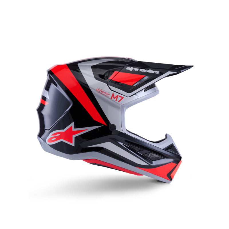 SM7 RISE HELMET ECE06 BLACK SILVER FLURO-RED GLOSSY