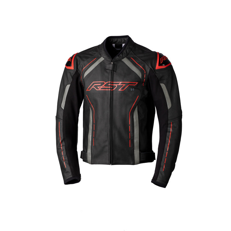 S-1 CE LEATHER JACKET BLACK-GREY-RED