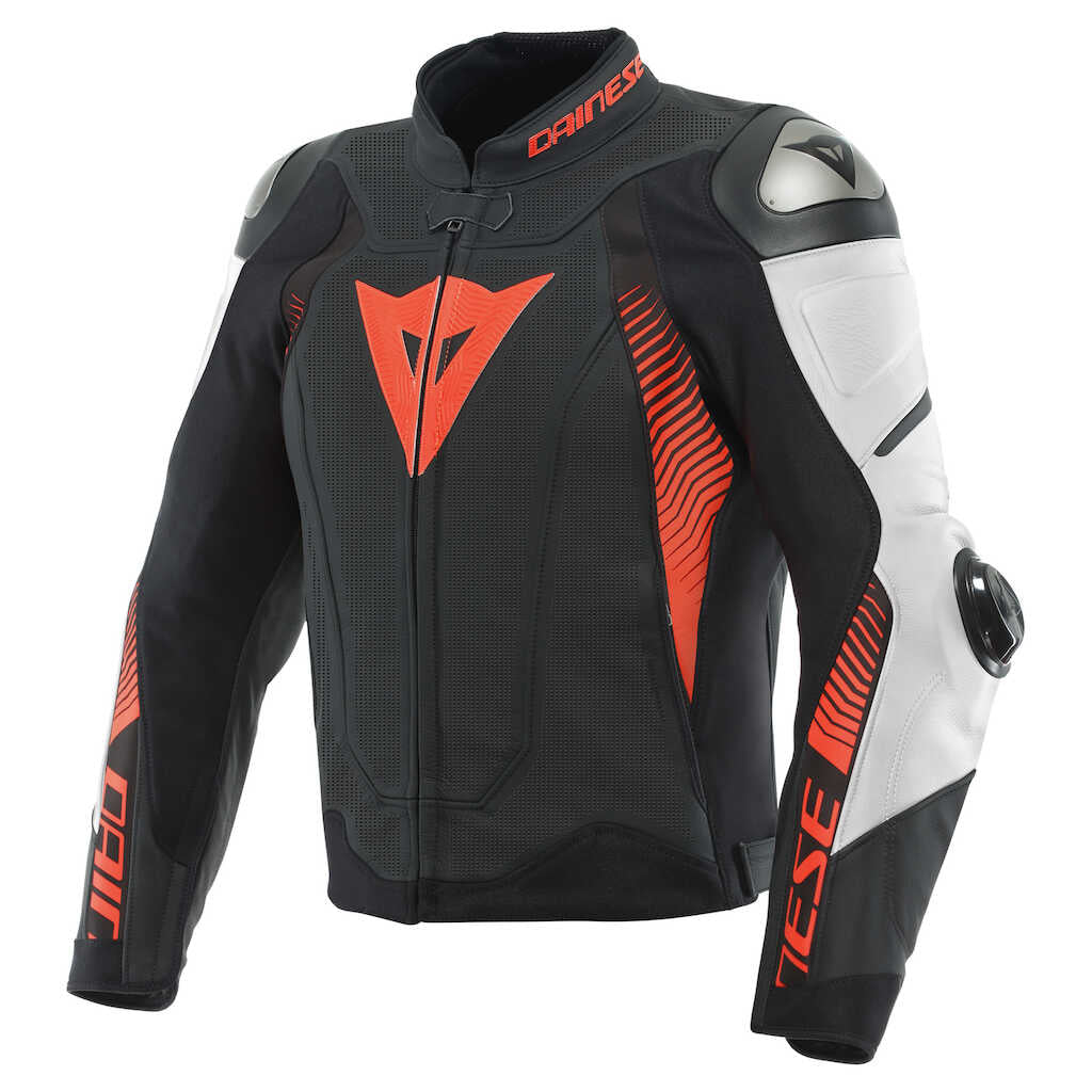 Dainese Super Speed 4 Perforated Leather Jacket - BLK-MT/WHT/F-RD