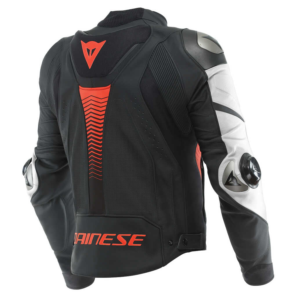 Dainese Super Speed 4 Perforated Leather Jacket - BLK-MT/WHT/F-RD