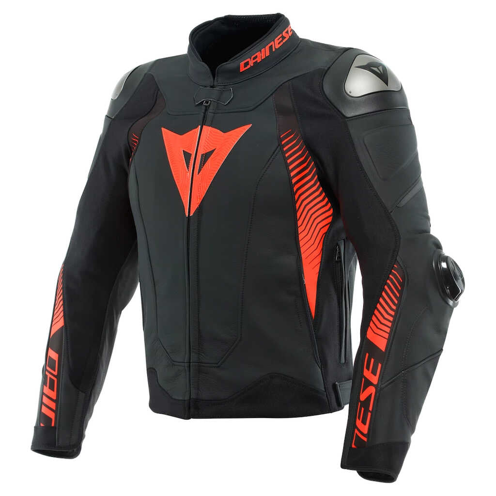 Dainese Super Speed 4 Leather Jacket - BLK-MT/FLU-RED