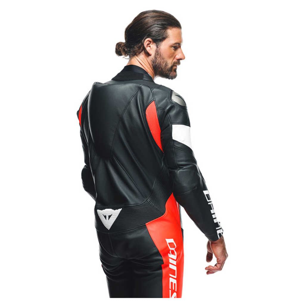 Dainese Tosa 1 Piece Racing Suit - Perforated - BLK/FLU-RED/WHT