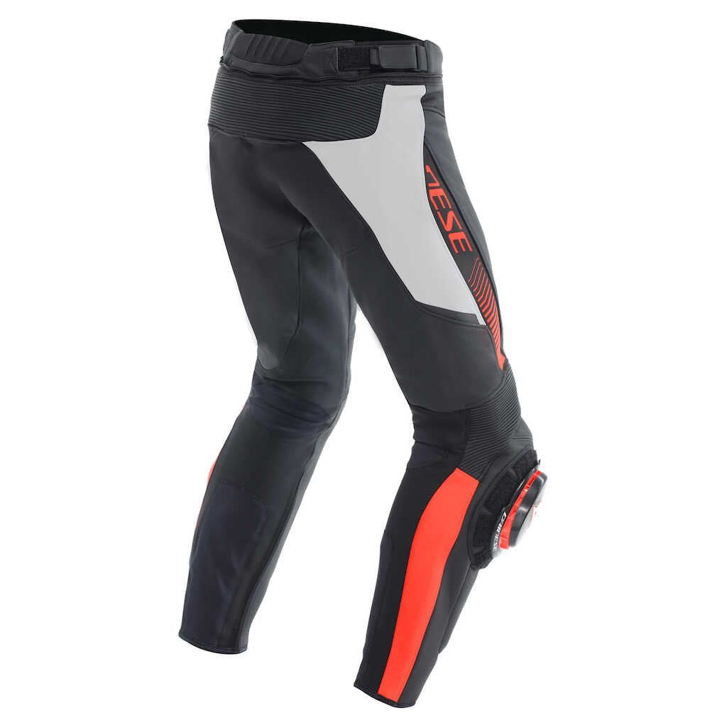 Dainese Super Speed Leather Pants - Perforated - BLK/WHT/FLU-RED