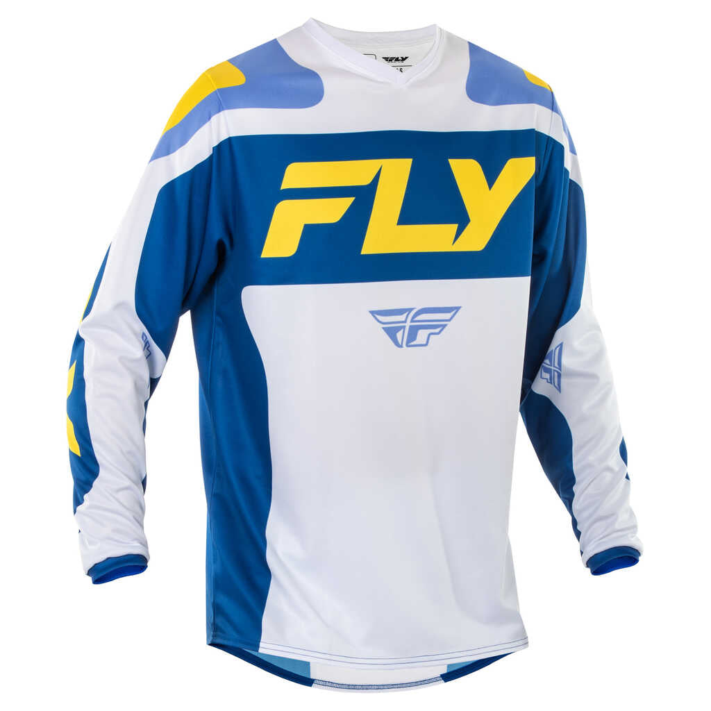 Fly Racing 2025 F-16 MX Jersey - WHT DK.BLU YEL