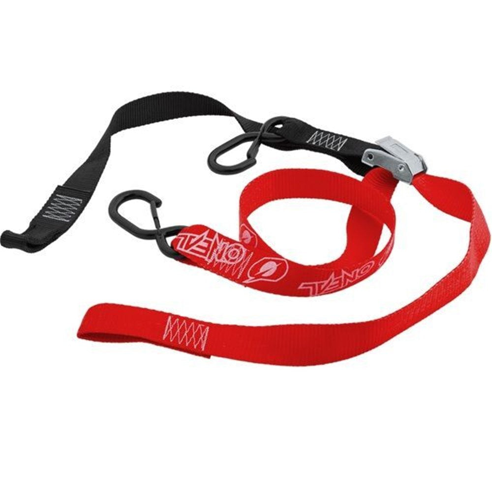 ONEAL DLX TIEDOWNS 1 1/2 IN W/SOFT LOOP &amp; SECURE HOOK BLK/RED (CTN10)