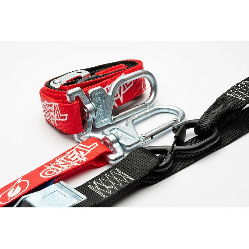ONEAL SWIVEL DLX TIEDOWNS 1.5  S/LOOP &amp; SWIVEL SECURE HOOK BLK/RED (CTN10)