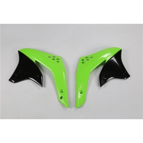 /UFO KX450F RADIATOR SHROUDS 2007 (OEM GRN/BLK)