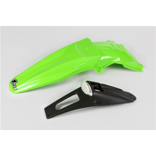 UFO KLX450R 08-18 REAR FENDER W/LED LIGHT (GRN)