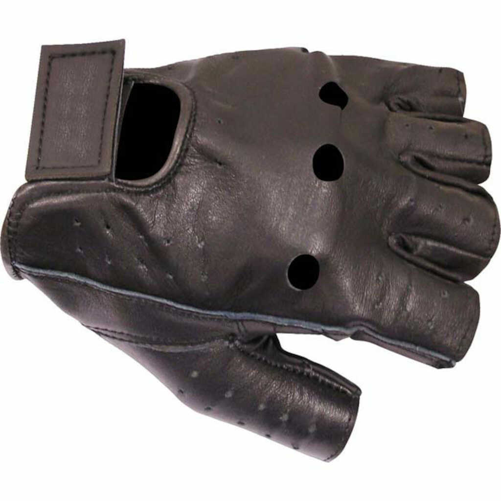 Dririder Fingerless Leather Gloves - BLACK