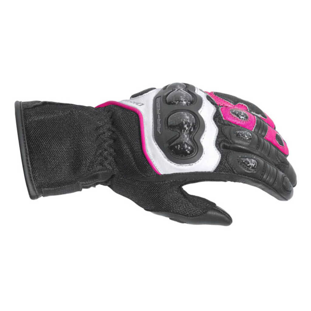 Dririder Air-Ride 2 Leather Gloves - Long Cuff - BLK WHT PNK