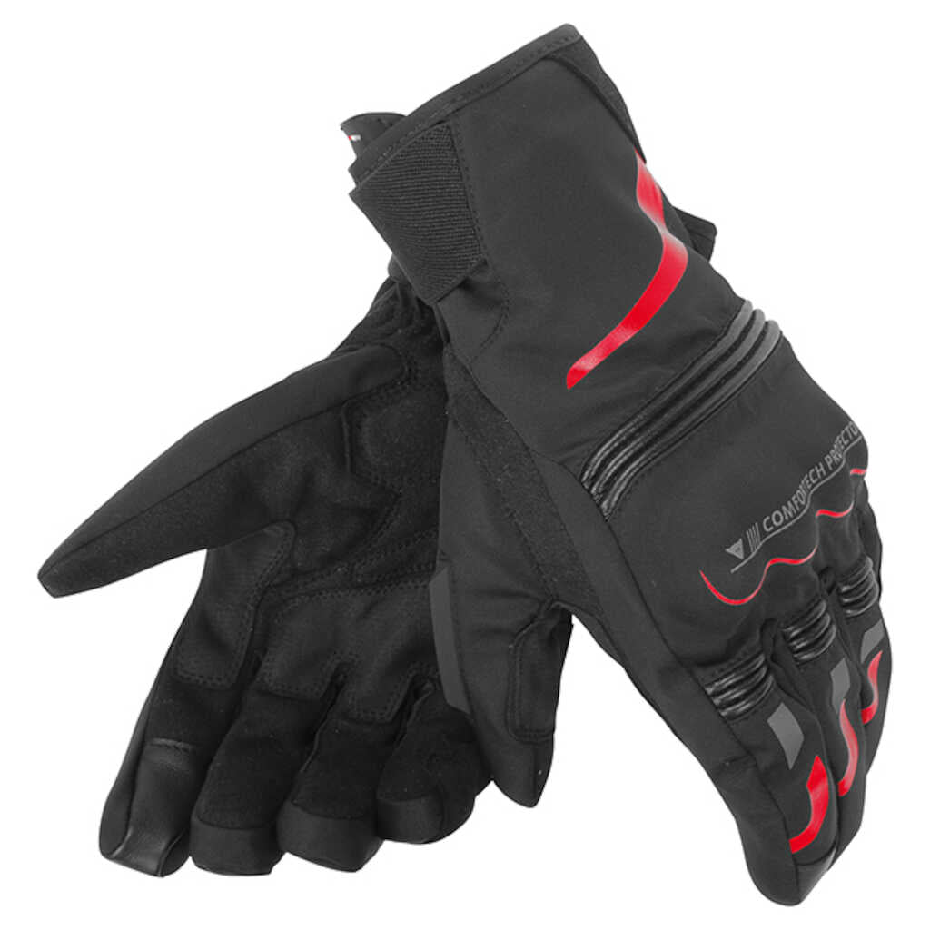 Dainese Tempest D-Dry Gloves - Short Cuff - BLACK/RED