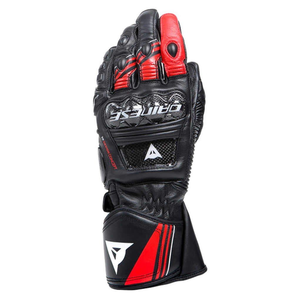 Dainese Druid 4 Leather Gloves - BK/LAVA-RED/WHT