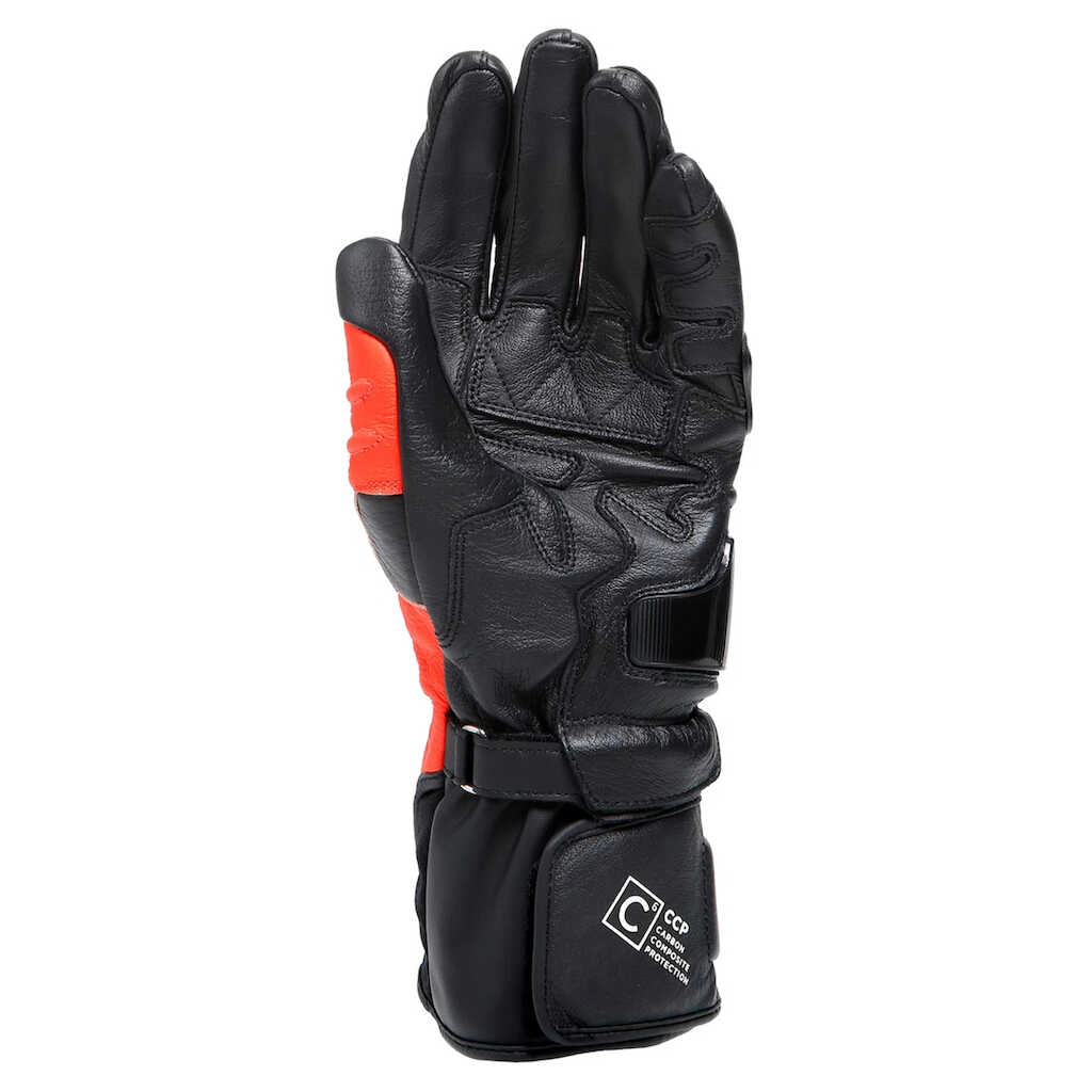 Dainese Carbon 4 Leather Gloves - Long Cuff - BLK/FLU-RED/WHT