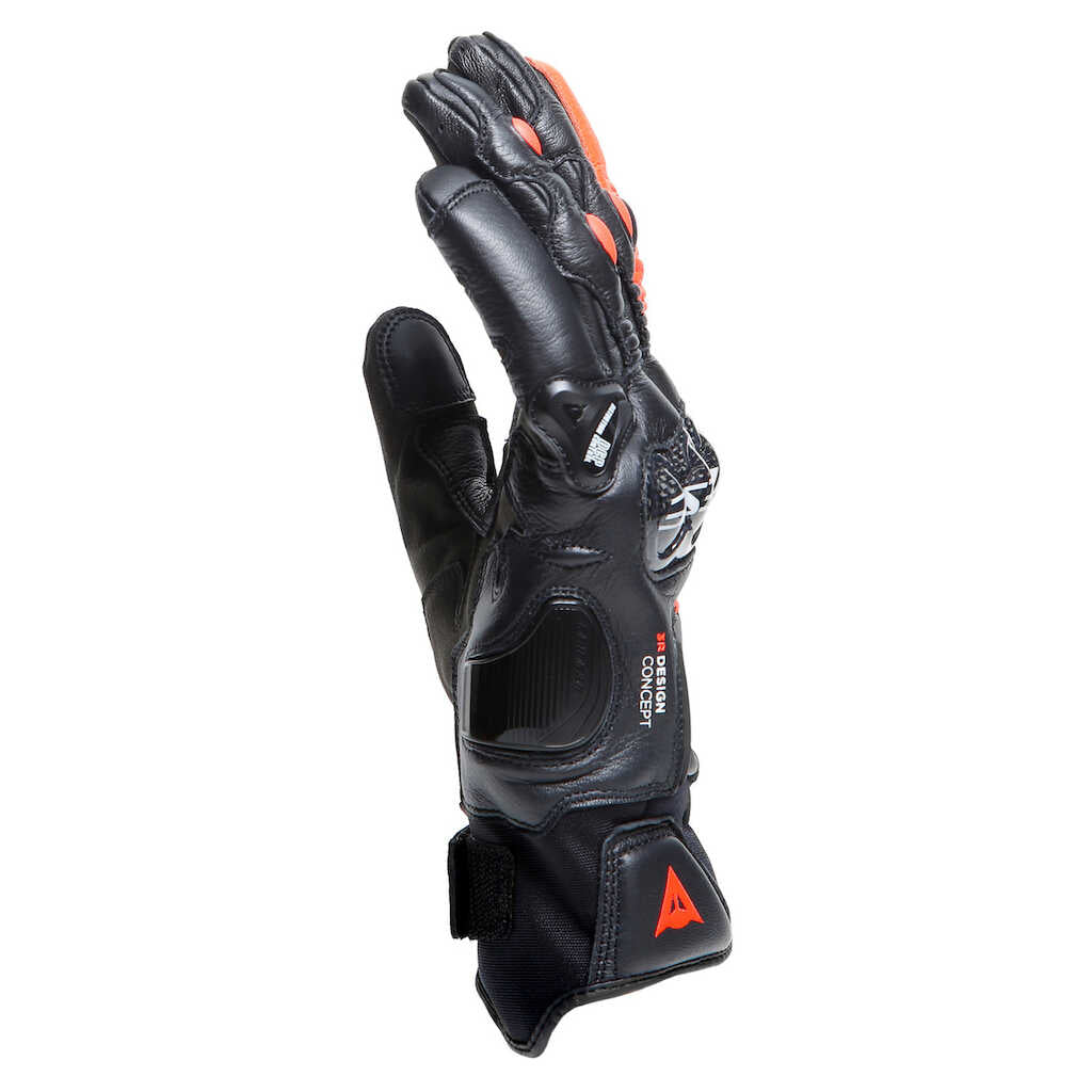 Dainese Carbon 4 Leather Gloves - Short Cuff - BLACK/FLUO-RED