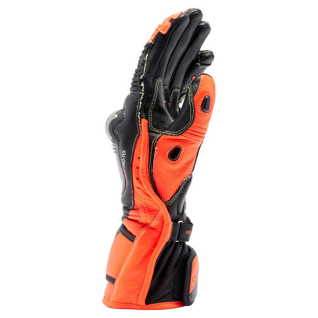 Dainese Full Metal 7 Leather Gloves - BLACK/RED-FLUO