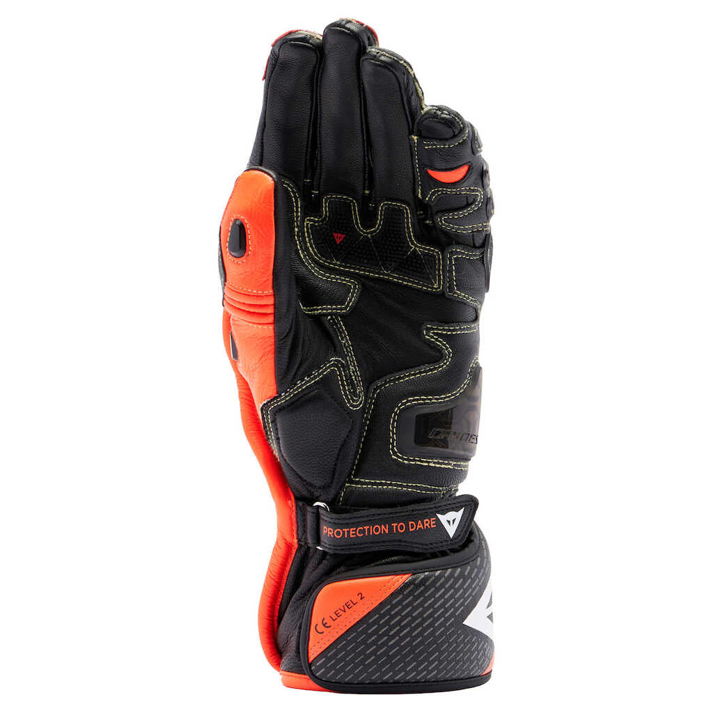 Dainese Full Metal 7 Leather Gloves - BLACK/RED-FLUO