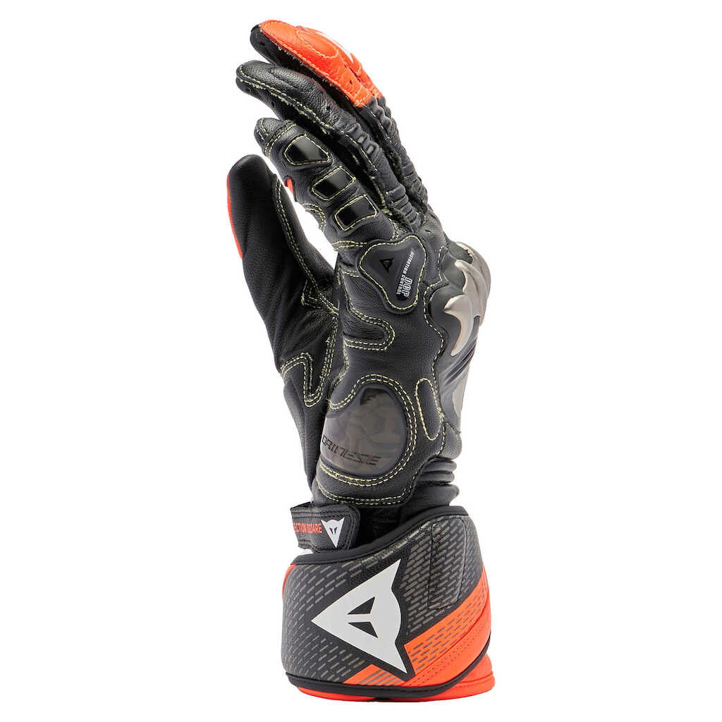 Dainese Full Metal 7 Leather Gloves - BLACK/RED-FLUO