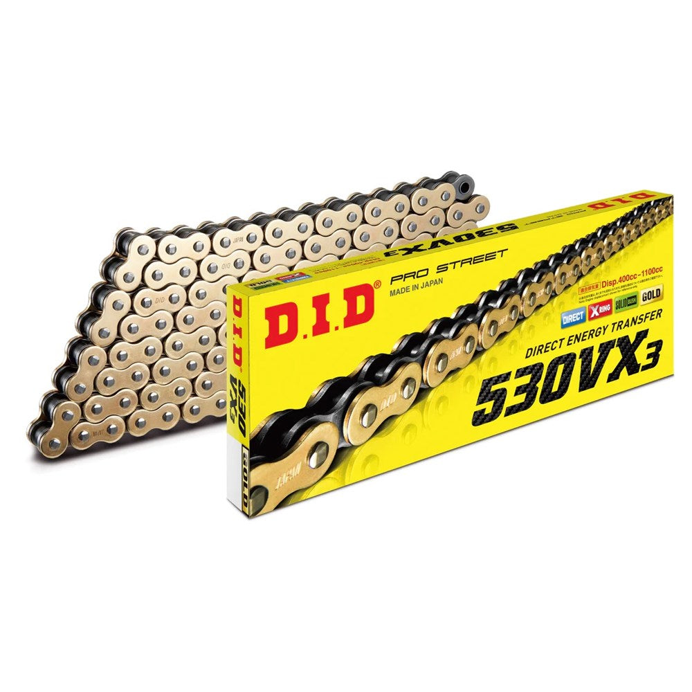 DID PRO STREET X-RING 530VX3 GLD/BLK 120ZB (CTN10)