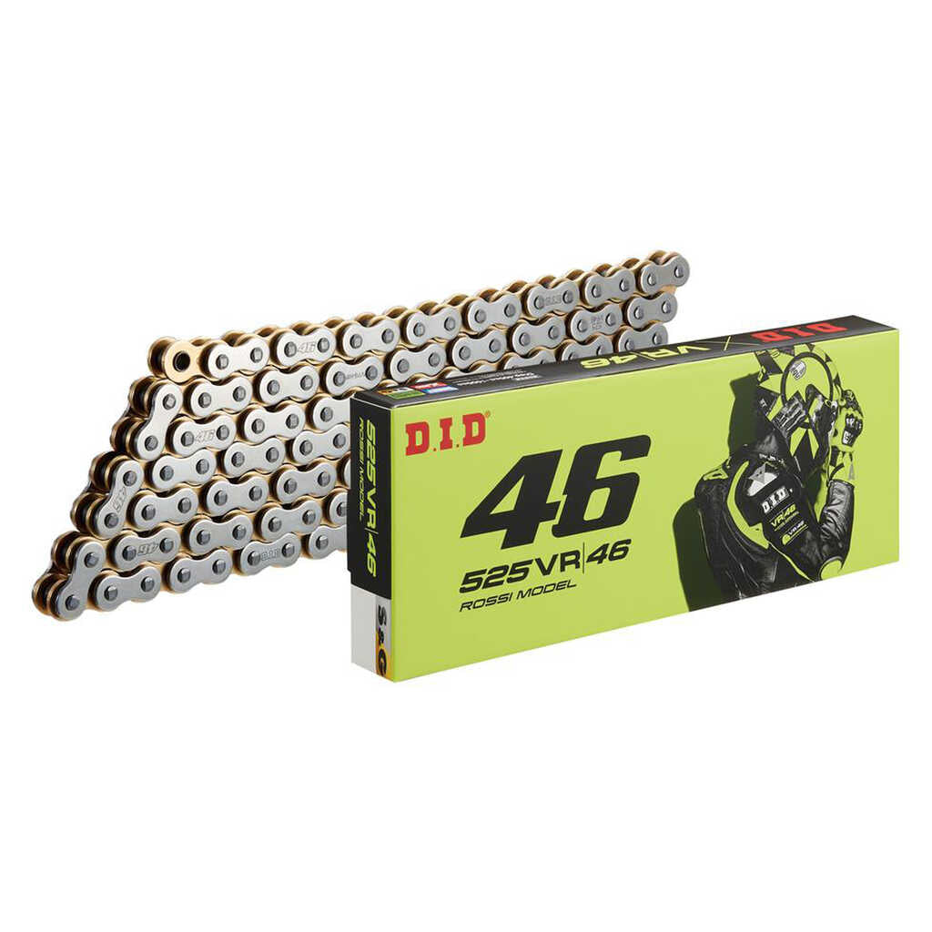 D.I.D Drive Chains - 525VR46 S&G-120 ZB (VX3) X-Ring - Silver & Gold