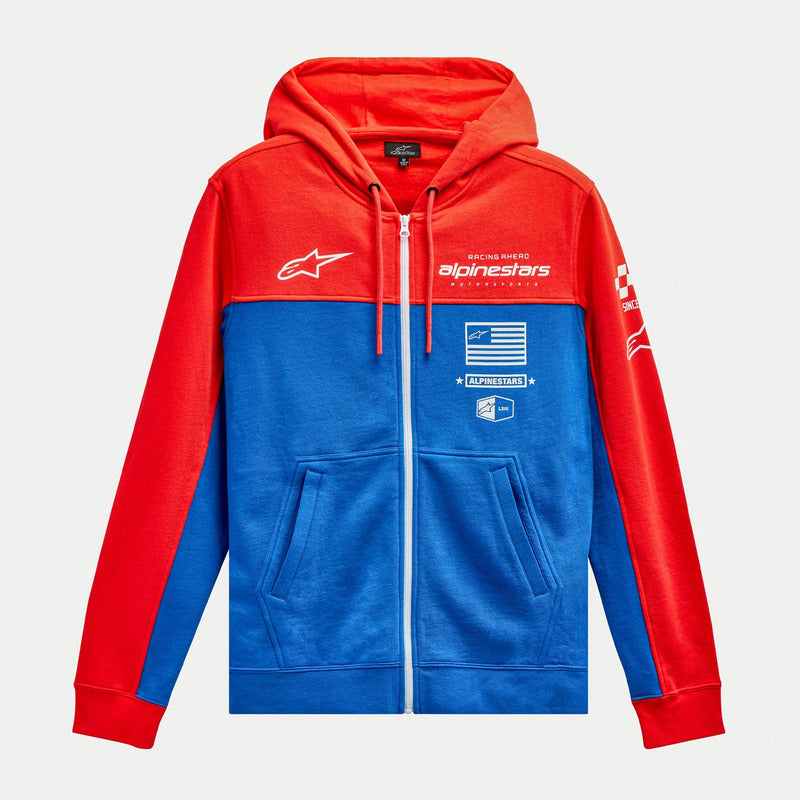 H BLOCK HOODIE WARM RED-BRIGHT BLUE (3171)