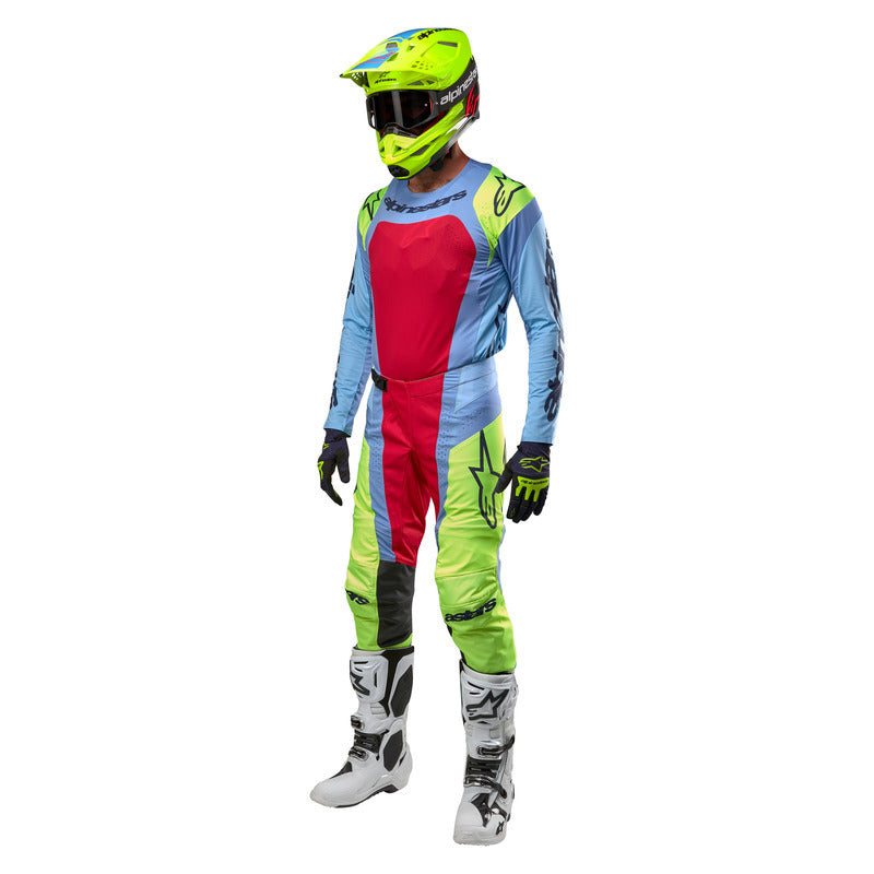 2024 TECHSTAR OCURI PANTS LIGHT BLUE FLUROYELLOW RED BERRY (7064)