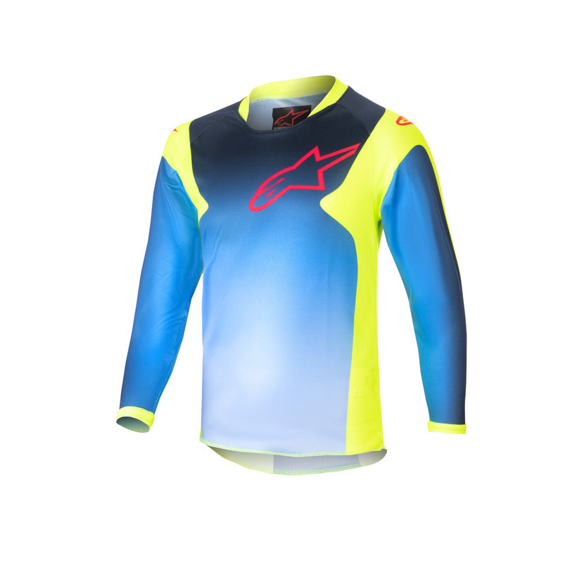 2024 KIDS RACER HOEN JERSEY FLUROYELLOW BLUE NIGHT NAVY (0525)