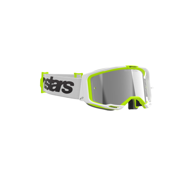 VISION 8 WORDMARK GOGGLE | WHITE FLURO YELLOW (2501) | MIRROR SILVER LENS
