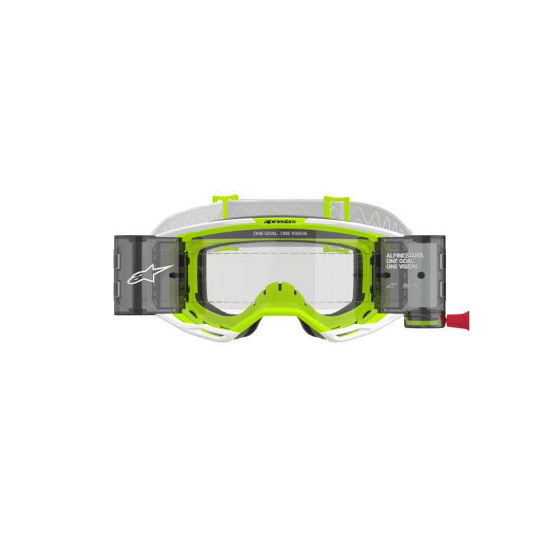VISION 8 WORDMARK GOGGLE | WHITE FLURO YELLOW (2028) | CLEAR ROLL OFF LENS