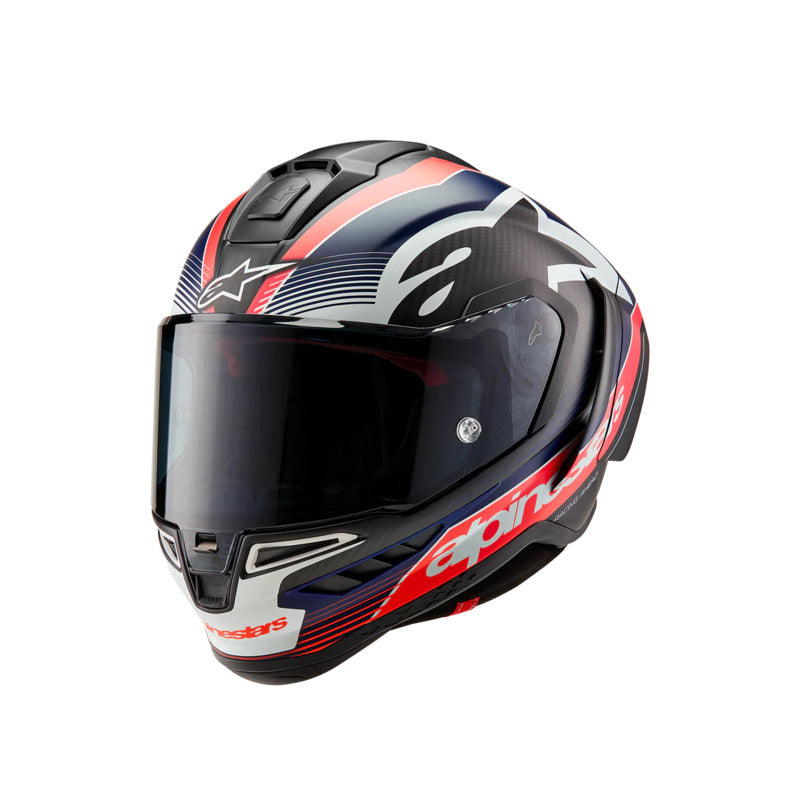 SUPERTECH SR10 TEAM HELMET ECE 22.06 BLACK CARBON RED FLURO MATT BLUE (1383)