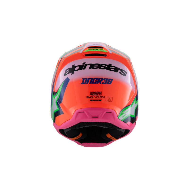 SM3 YOUTH DEEGAN HELMET ECE06 FLURO-ORANGE PURPLE FLURO-PINK (0433)