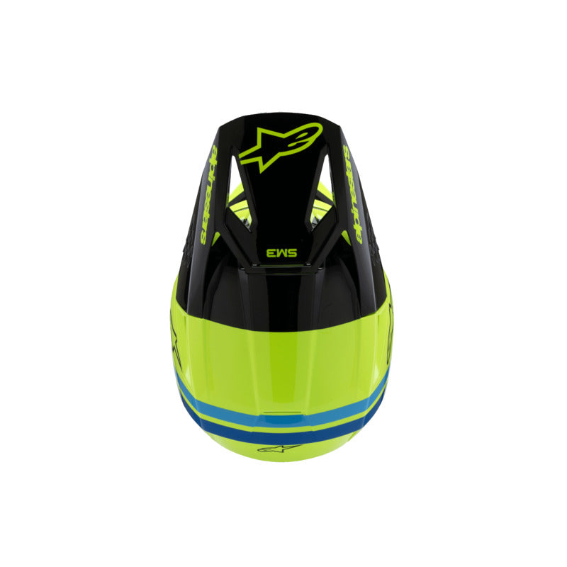 SM3 YOUTH RADIUM HELMET ECE06 FLURO-YELLOW BLACK BLUE GLOSSY (5017)