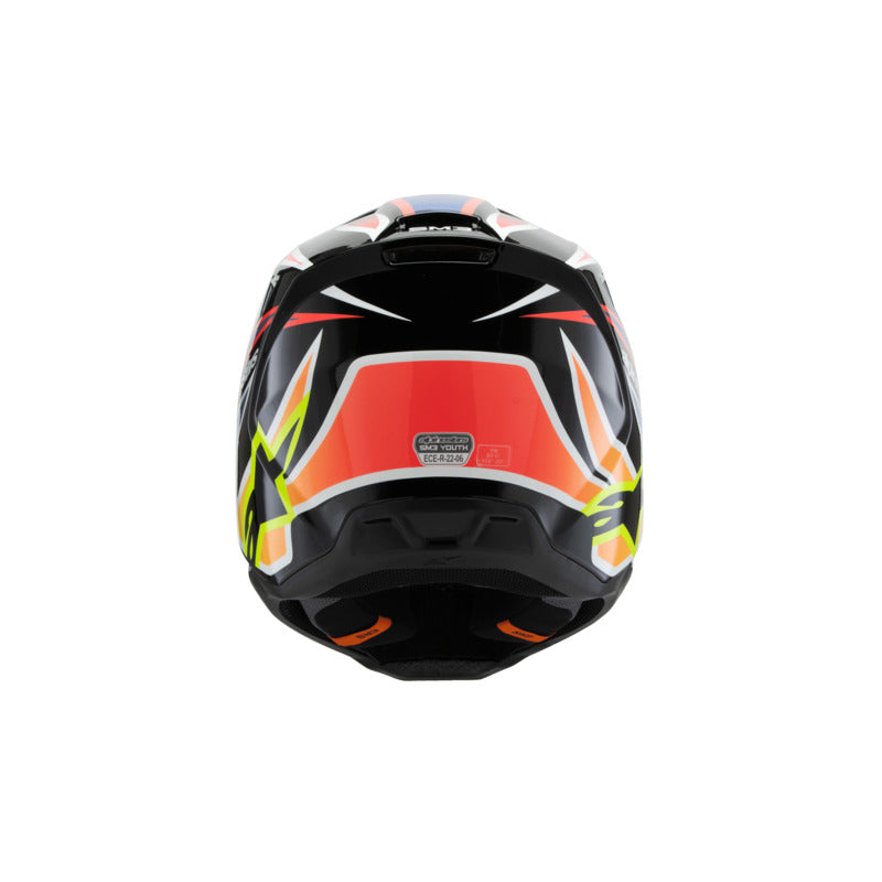 SM3 YOUTH WURX HELMET ECE06 BLACK YELLOW-FLURO BLUE RED GLOSSY (1574)