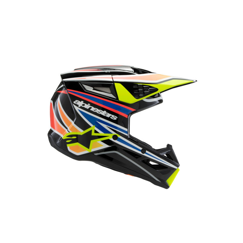 SM3 YOUTH WURX HELMET ECE06 BLACK YELLOW-FLURO BLUE RED GLOSSY (1574)