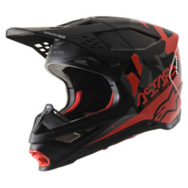 SUPERTECH SM8 ECHO HELMET ECE BLACK DARK-GREY RED FLURO (1116)