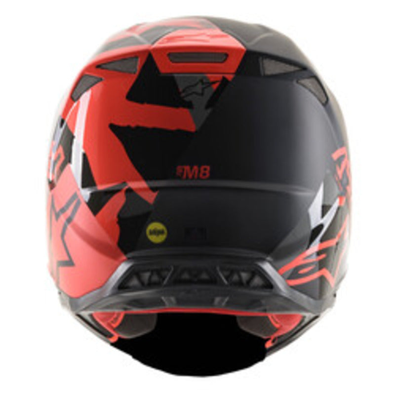 SUPERTECH SM8 ECHO HELMET ECE BLACK DARK-GREY RED FLURO (1116)