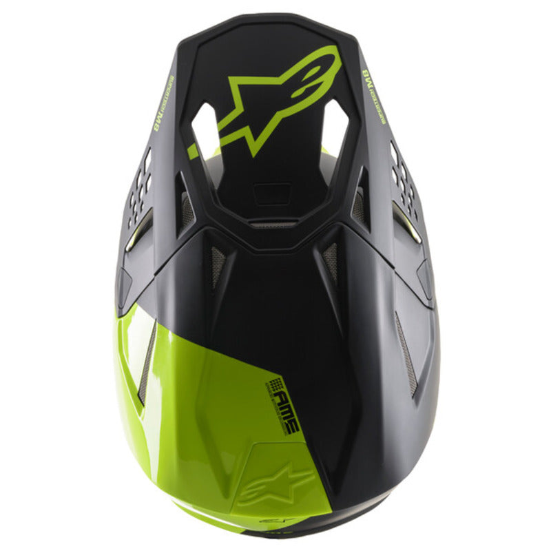 SUPERTECH SM8 ECHO HELMET ECE BLACK YELLOW FLURO M&amp;G (1158)