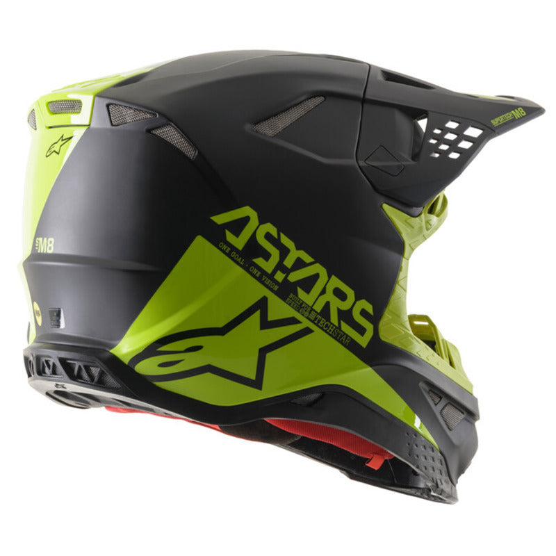 SUPERTECH SM8 ECHO HELMET ECE BLACK YELLOW FLURO M&amp;G (1158)