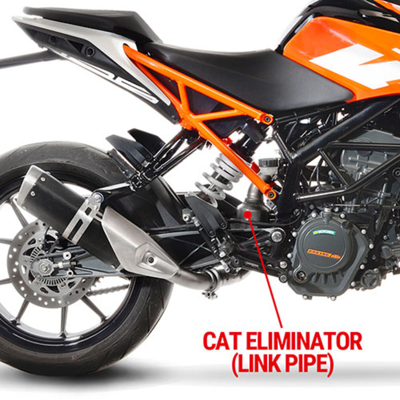 LV LINK PIPE (CAT ELIM.) | STAINLESS | DUKE/RC 125>390 / SVART/VIT 401 '17>'23 (orig. &amp; LV exhaust)