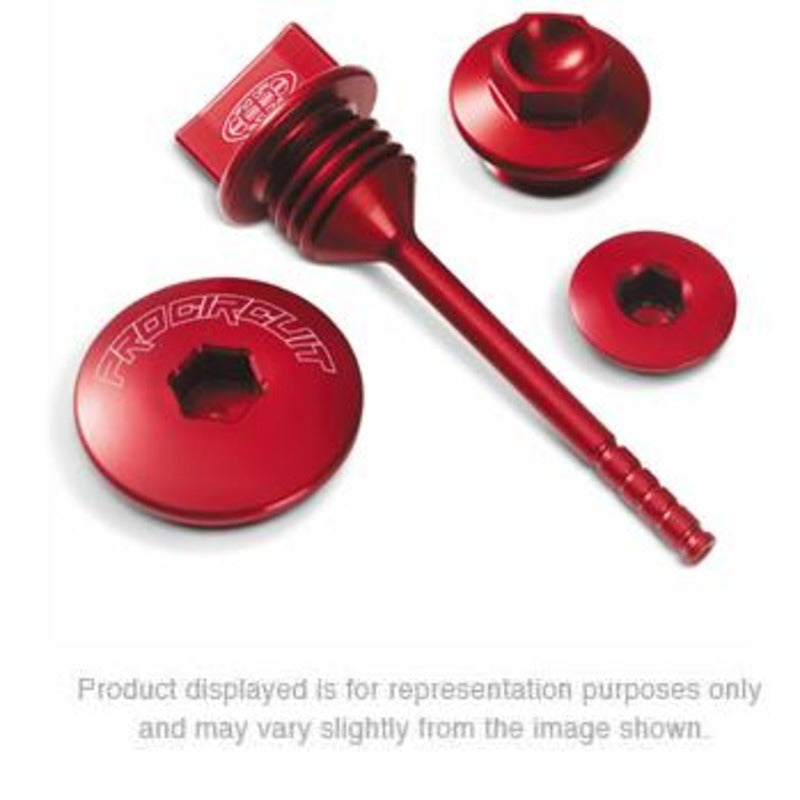 CRF450X 05-14 ENGINE PLUG | KIT 3 X PLUGS &amp; 1 X DIPSTICK (RED ANODISED)