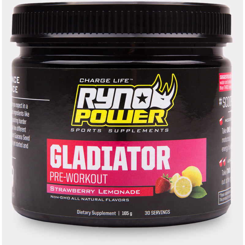 RYGL RYNO POWER - GLADIATOR PRE-WORKOUT POWDER STRAWBERY LEMON