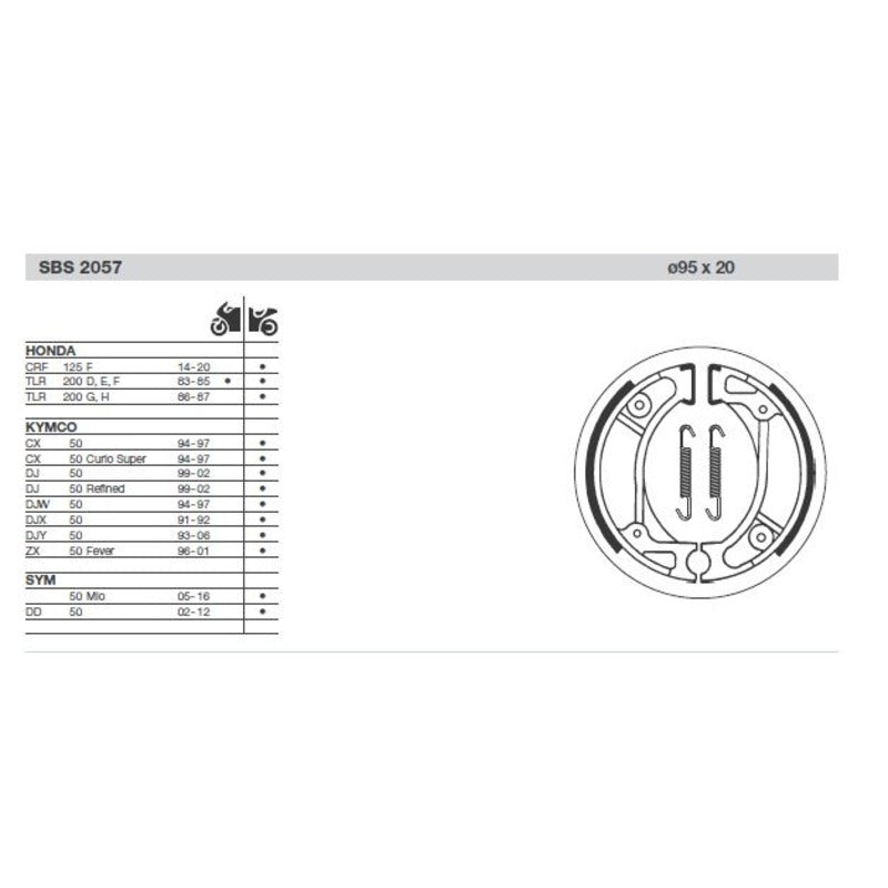 SBS 2057 BRAKE SHOES | WITH SPRINGS