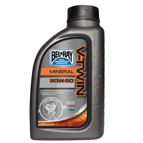 BELRAY V-TWIN MINERAL ENGINE OIL 20W-50 1 LITRE (12 TO A BOX - 301829150160)